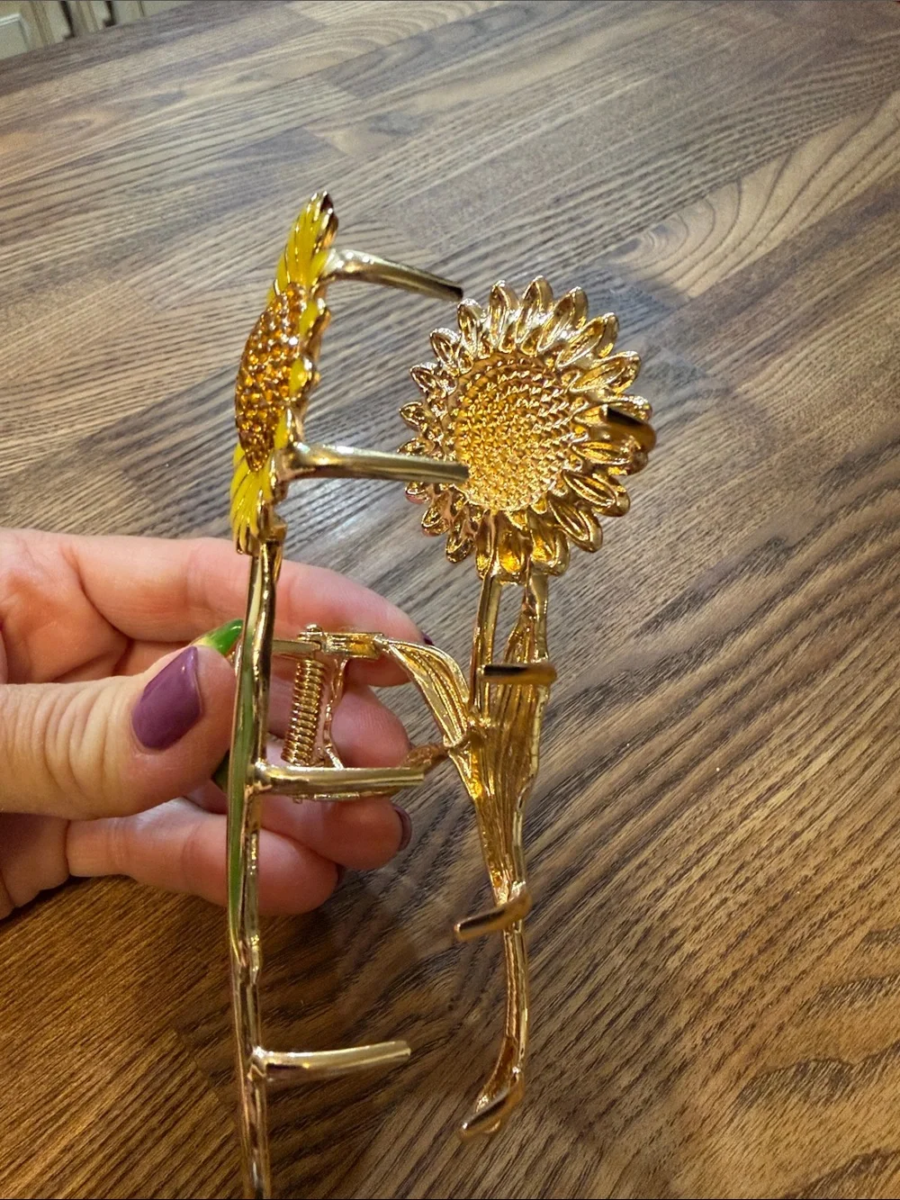 Sunflower Hair Clip - Yellow & Green Floral Hairpin